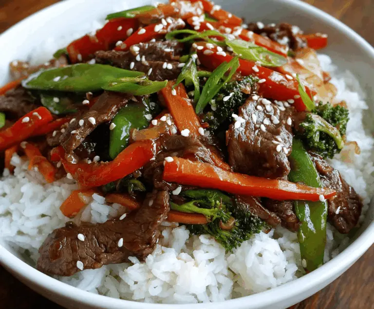 Quick and easy 30-minute beef stir fry with colorful vegetables in a savory sauce, perfect for a healthy weeknight dinner.