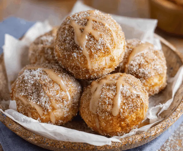 Golden-brown Air Fryer Apple Pie Bombs filled with cinnamon-spiced apple filling, served warm with a flaky crust and caramel drizzle