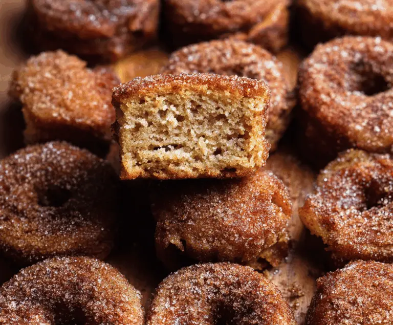 Delicious Apple Cider Donut Snack Cake topped with cinnamon glaze and apple slices, perfect for fall desserts