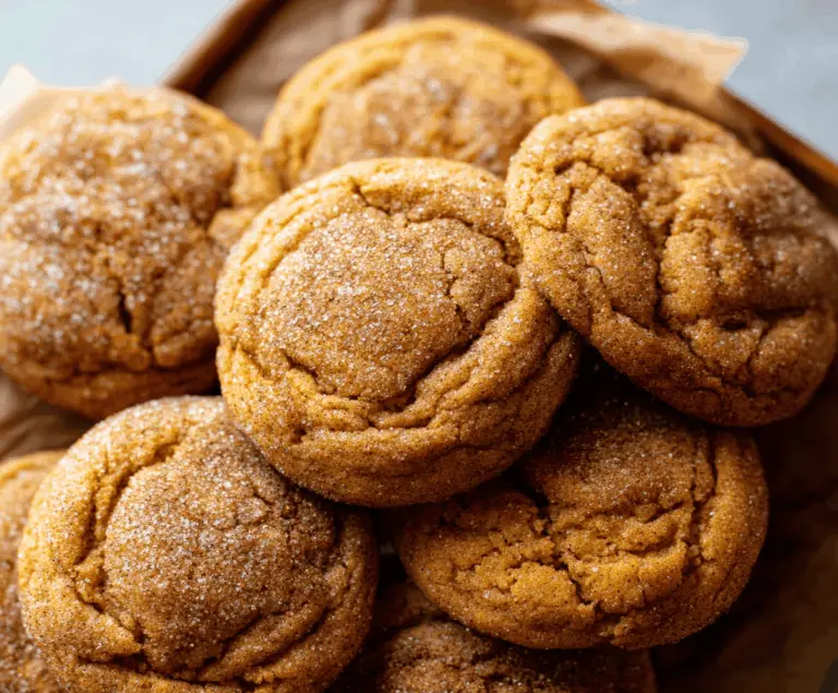 Delicious brown butter pumpkin snickerdoodle cookies with cinnamon sugar topping on a baking sheet