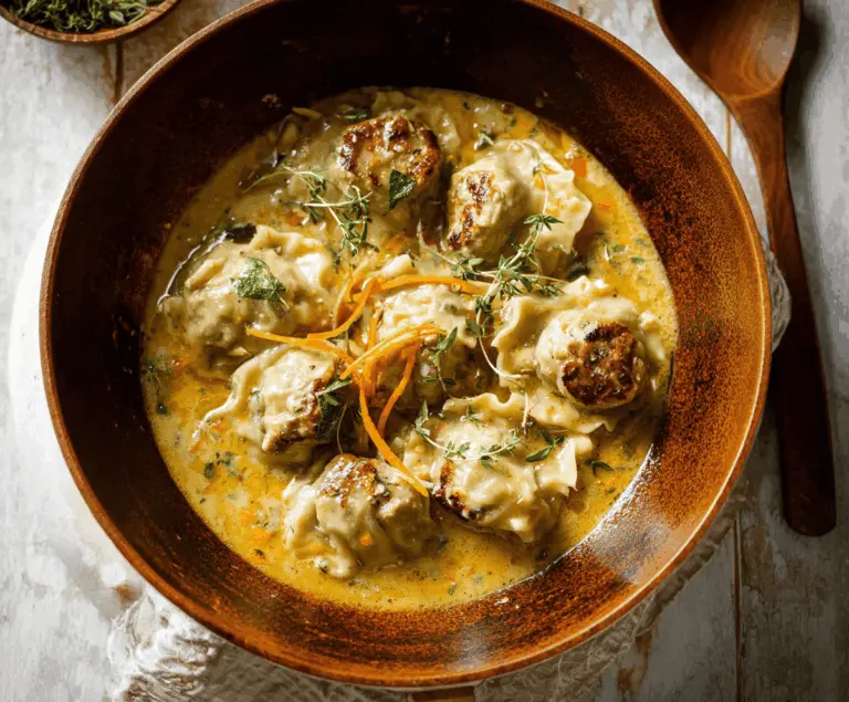 Delicious homemade chicken and pumpkin dumplings served on a plate, showcasing golden-brown crust and tender filling, perfect for cozy meals.