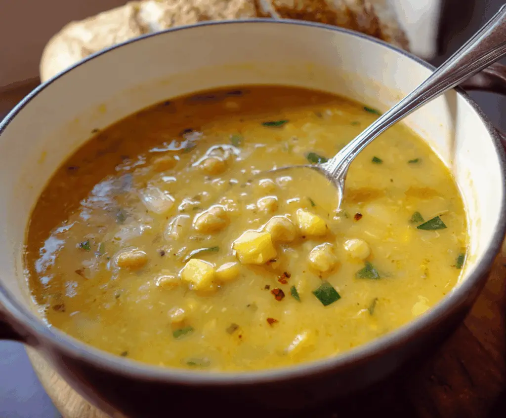 Creamy garlic chickpea soup garnished with fresh herbs in a rustic bowl, showcasing a delicious and hearty vegetarian meal