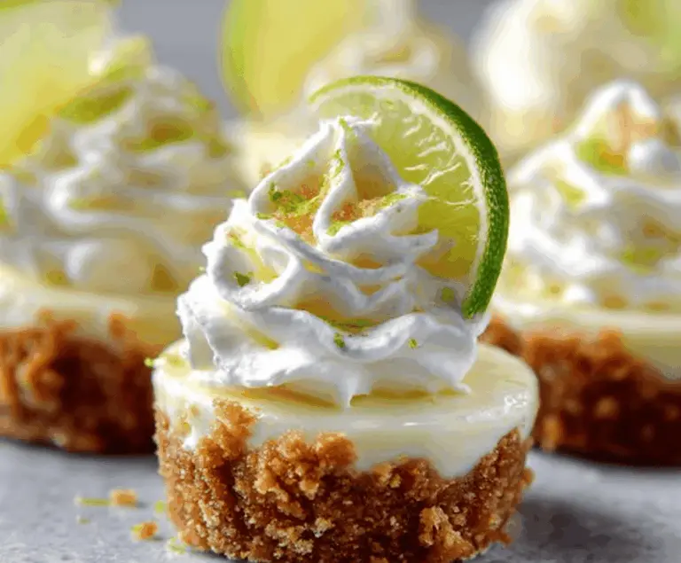 Delicious Heavenly No-Bake Mini Key Lime Pies topped with whipped cream and lime zest, perfect for a refreshing dessert