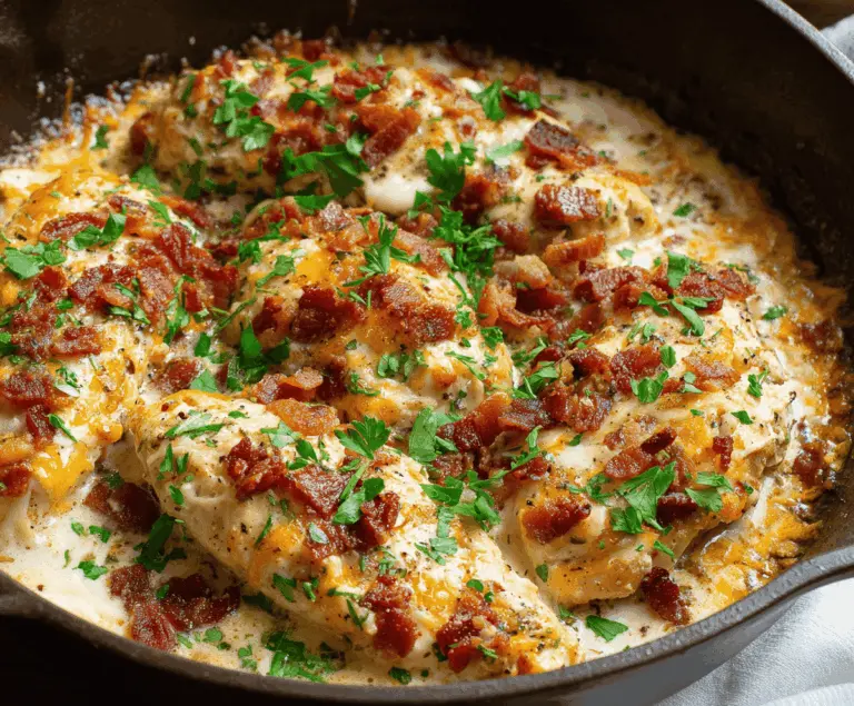 Delicious homemade Keto Crack Chicken featuring crispy bacon, melted cheese, and tender shredded chicken in a creamy, flavorful sauce—perfect for low-carb, high-protein diet.