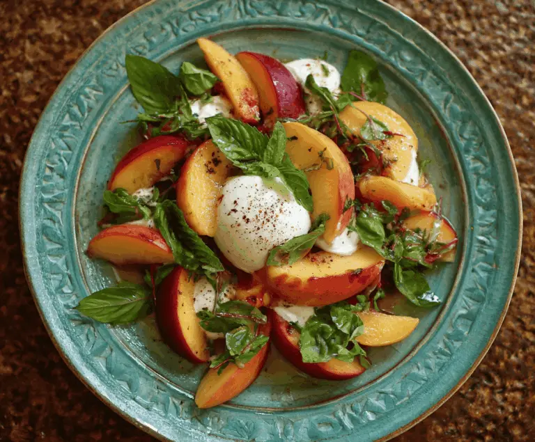 Peach Burrata Basil Salad