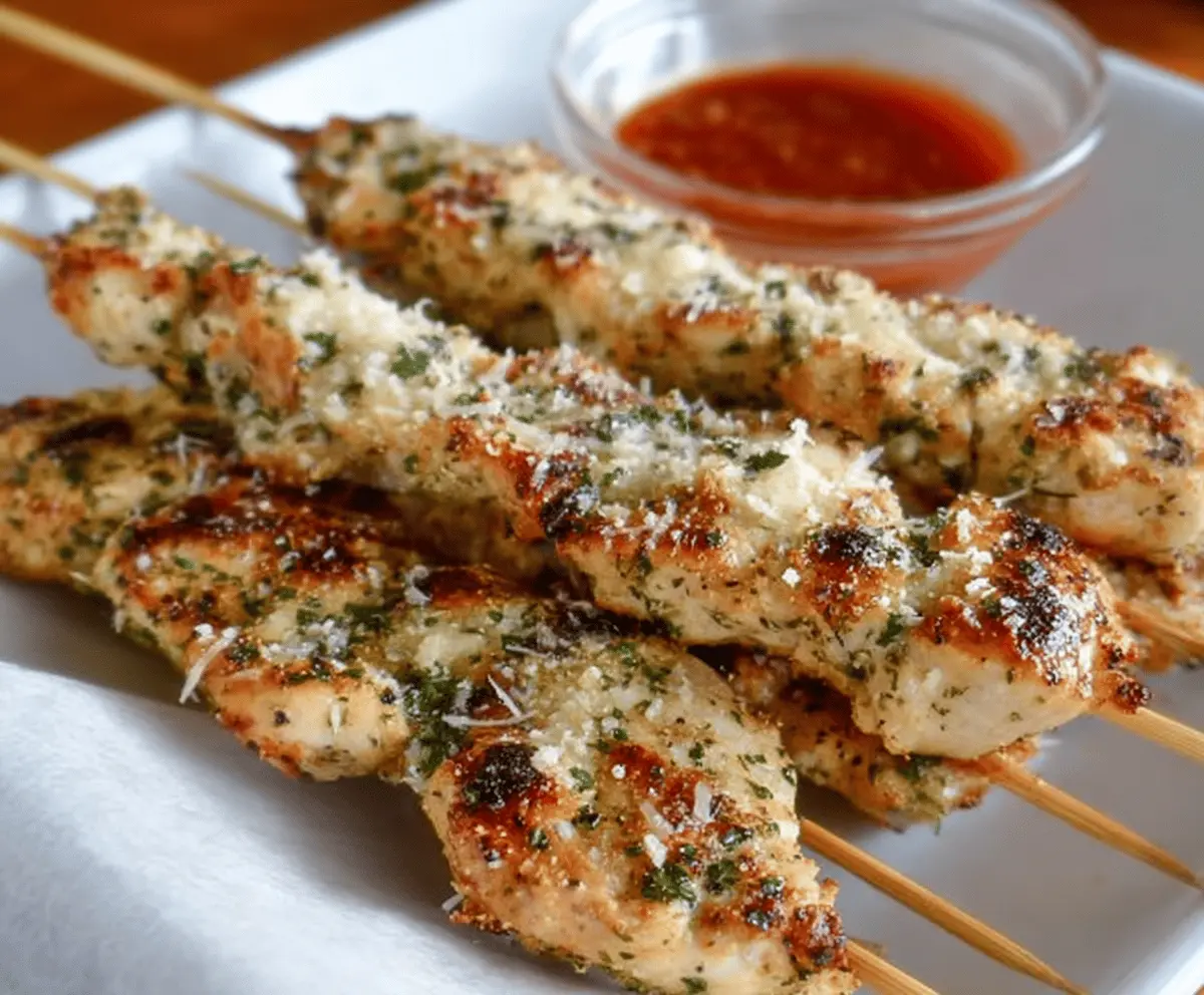 Ranch Garlic Parmesan Chicken Skewers