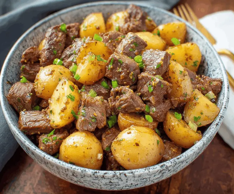 Slow Cooker Garlic Butter Beef Bites and Potatoes