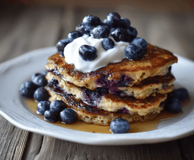 Blueberry Oat Greek Yogurt Pancakes