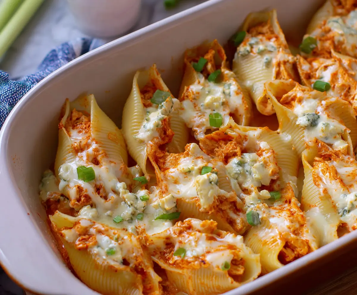 Easy Buffalo Chicken Stuffed Shells