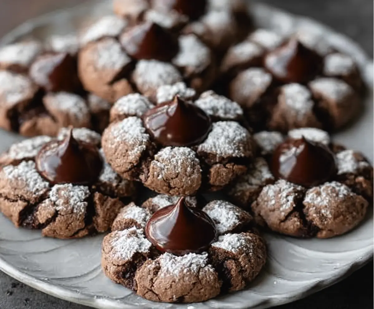 Chewy Chocolate Blossom Cookies