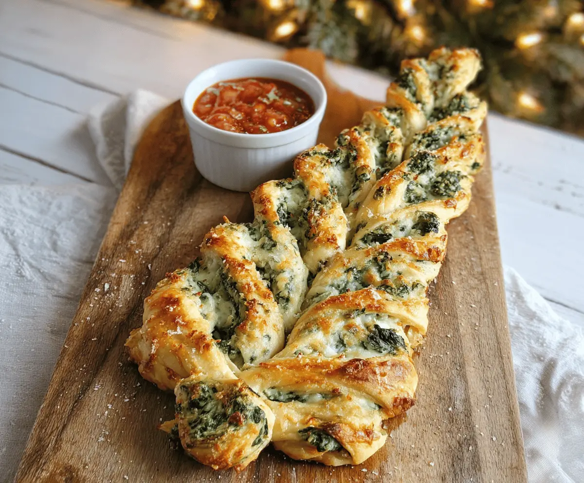 Christmas Tree Spinach Dip Breadsticks