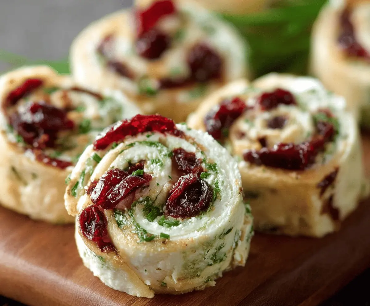 Easy Cranberry Feta Pinwheels with Cream Cheese