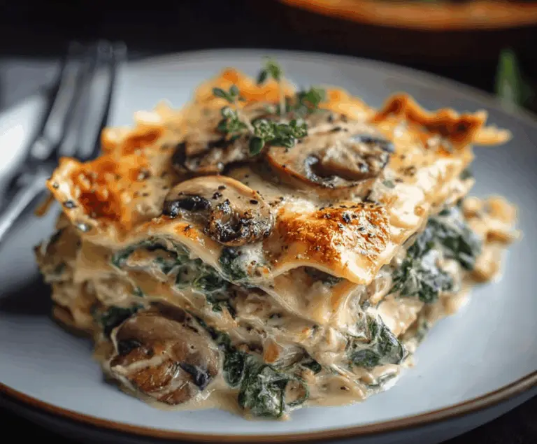 Easy Creamy Spinach and Mushroom Lasagna