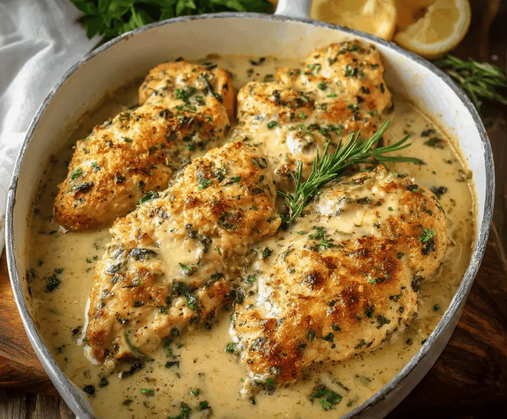 Savory Garlic Parmesan Chicken Bake with crispy golden crust and tender chicken inside.