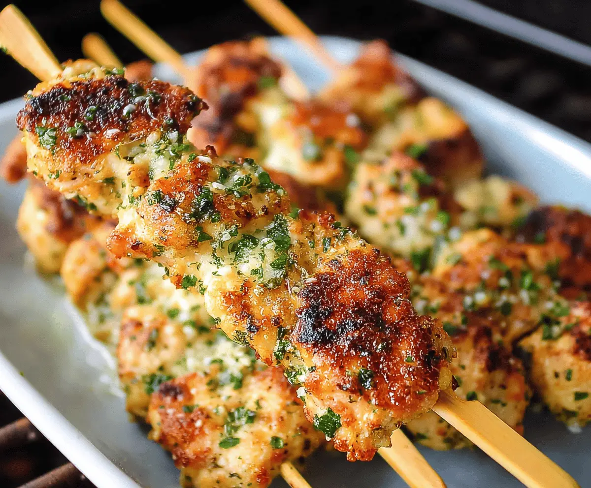 Easy Garlic Parmesan Chicken Skewers