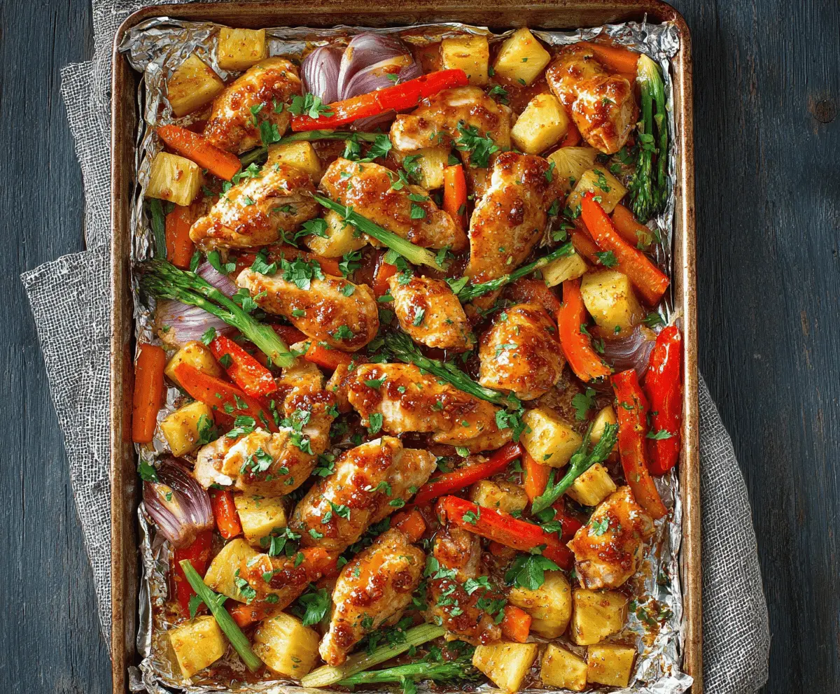 Easy Hawaiian Chicken Sheet Pan Dinner