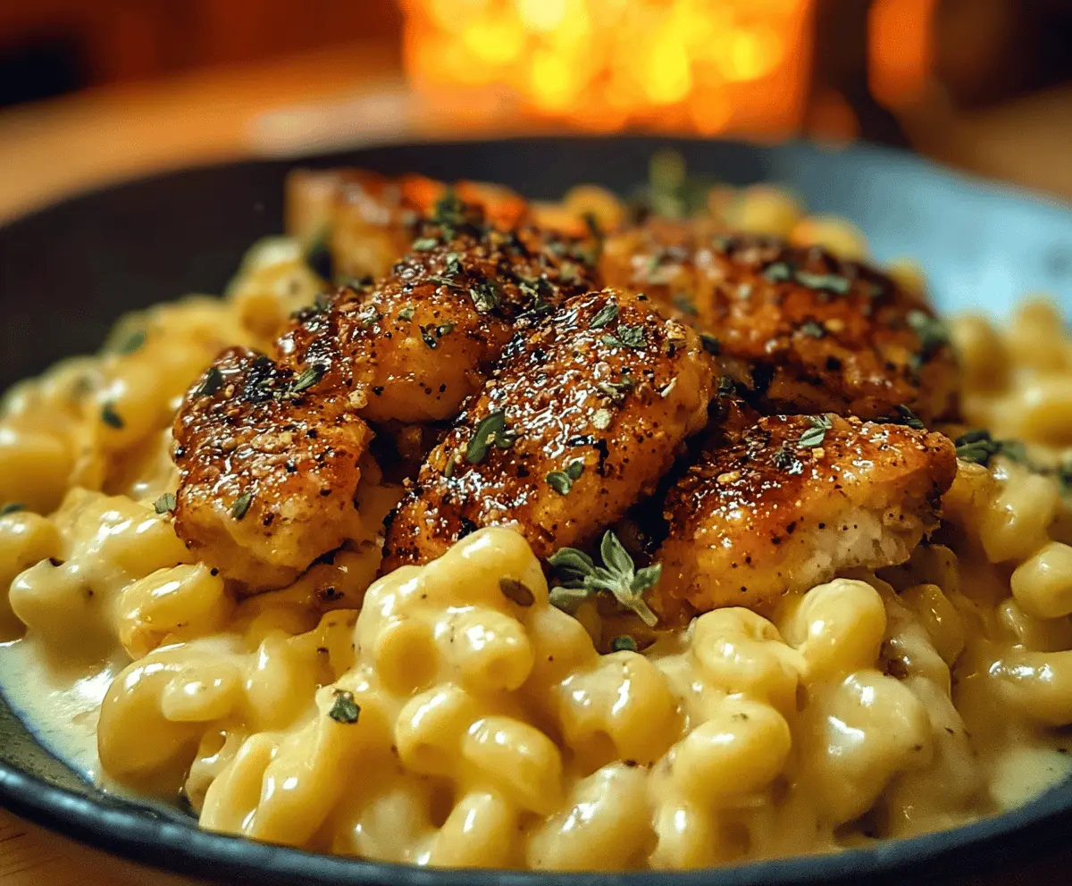 Creamy Mac & Cheese with Honey Pepper Chicken