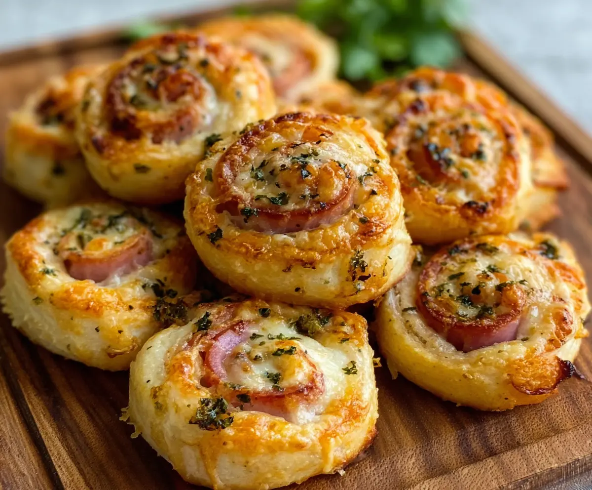 Easy Hot Ham & Cheese Pinwheels