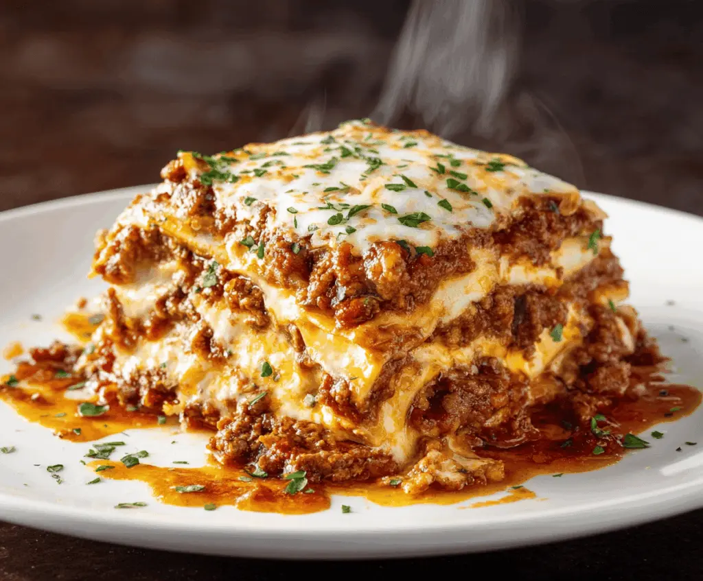 Delicious homemade Maggiano's Lasagna with layers of rich cheese, savory meat sauce, and perfectly cooked pasta.