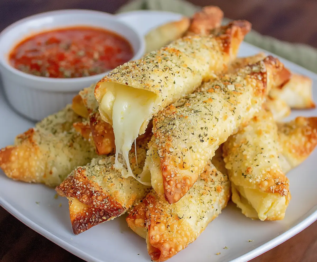 Crispy Air Fryer Wonton Mozzarella Sticks