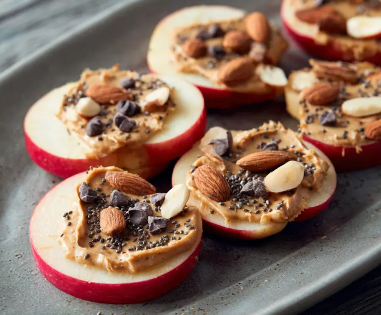 Apple Slices with Almond Butter and Chia Seeds