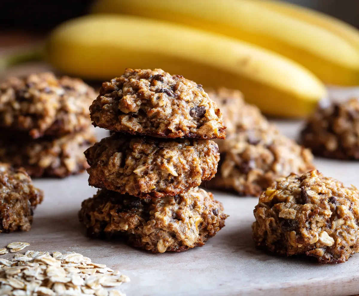 Delicious homemade banana oatmeal cookies with ripe bananas and oats.