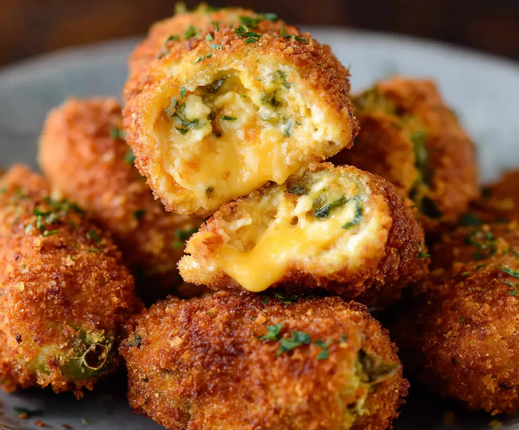 Savory cheesy jalapeño poppers filled with cream cheese and topped with crispy bacon.