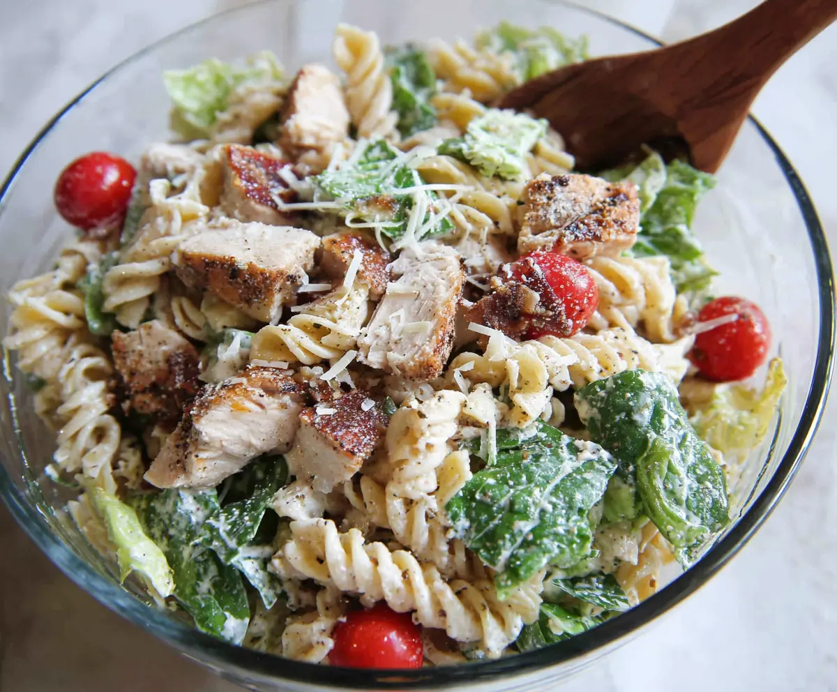 Easy Chicken Caesar Pasta Salad