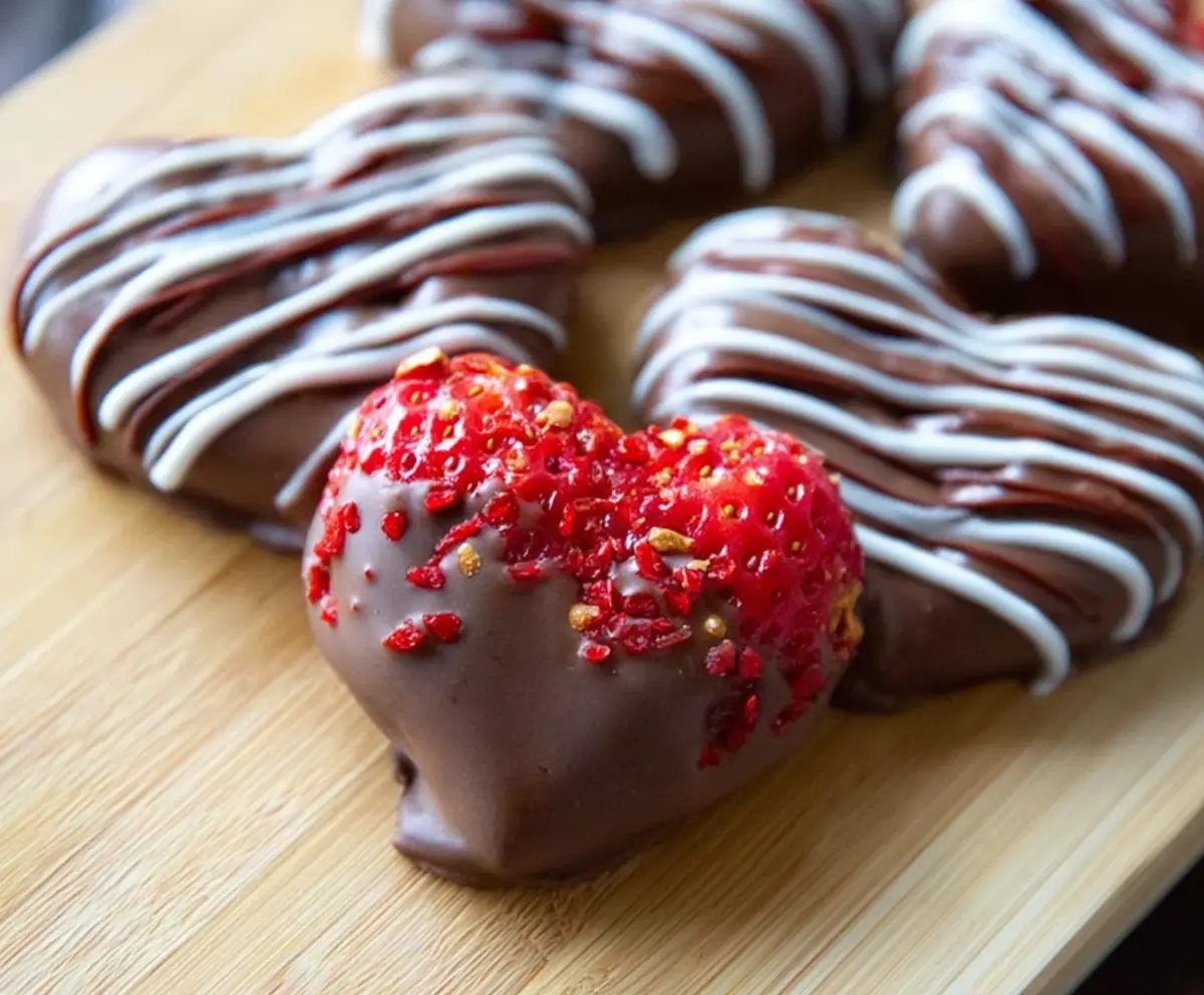 Chocolate-Dipped Strawberry Pretzel Hearts