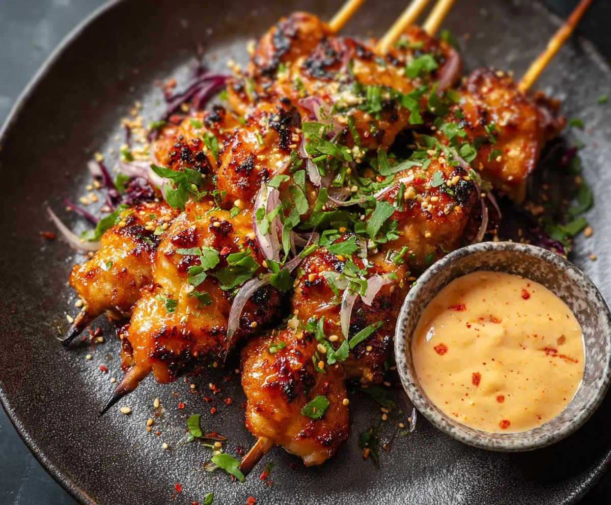 Crispy Bang Bang Chicken Skewers