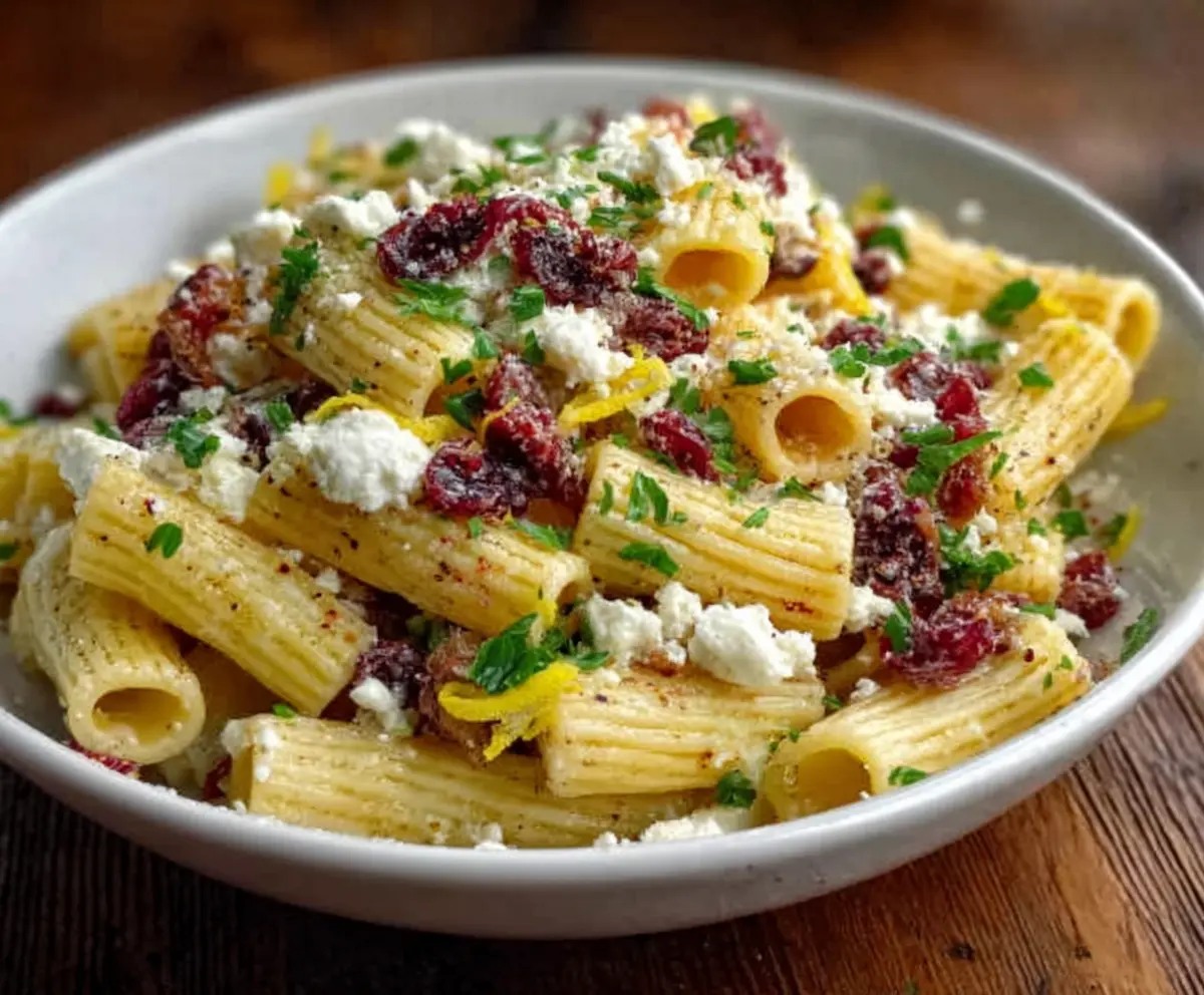 Fresh Feta Cranberry Rigatoni Salad