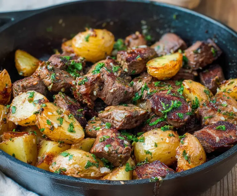 Garlic Butter Steak Bites with Crispy Potatoes