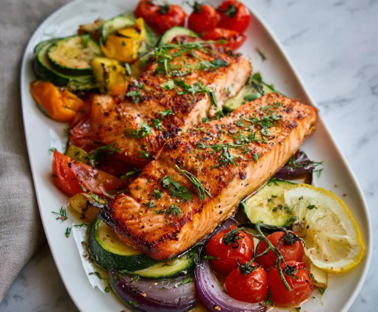 Grilled Salmon with Roasted Vegetables