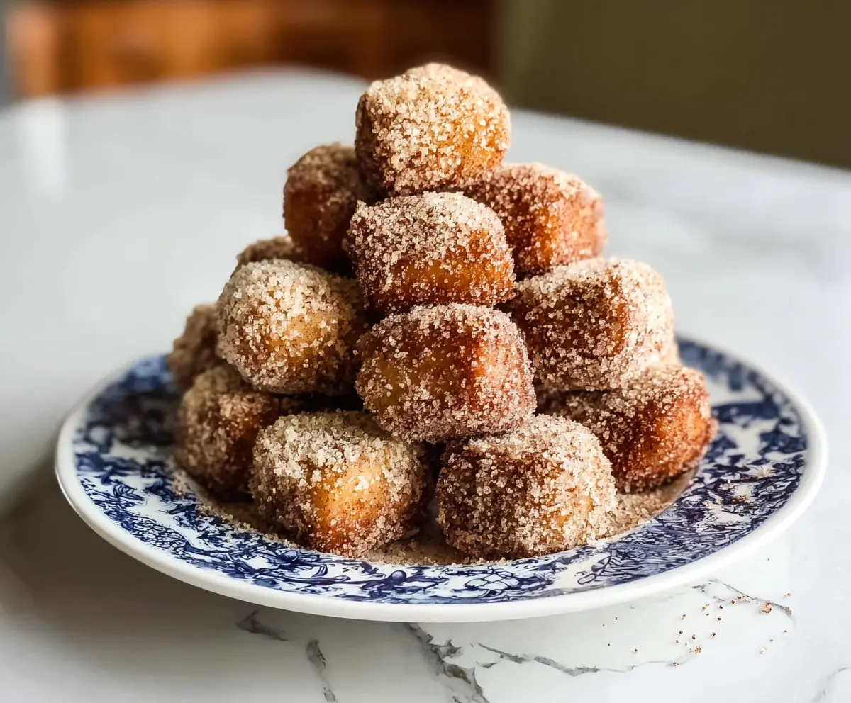Delicious healthy air fryer churro bites served with a sprinkle of cinnamon and sugar for a guilt-free treat.