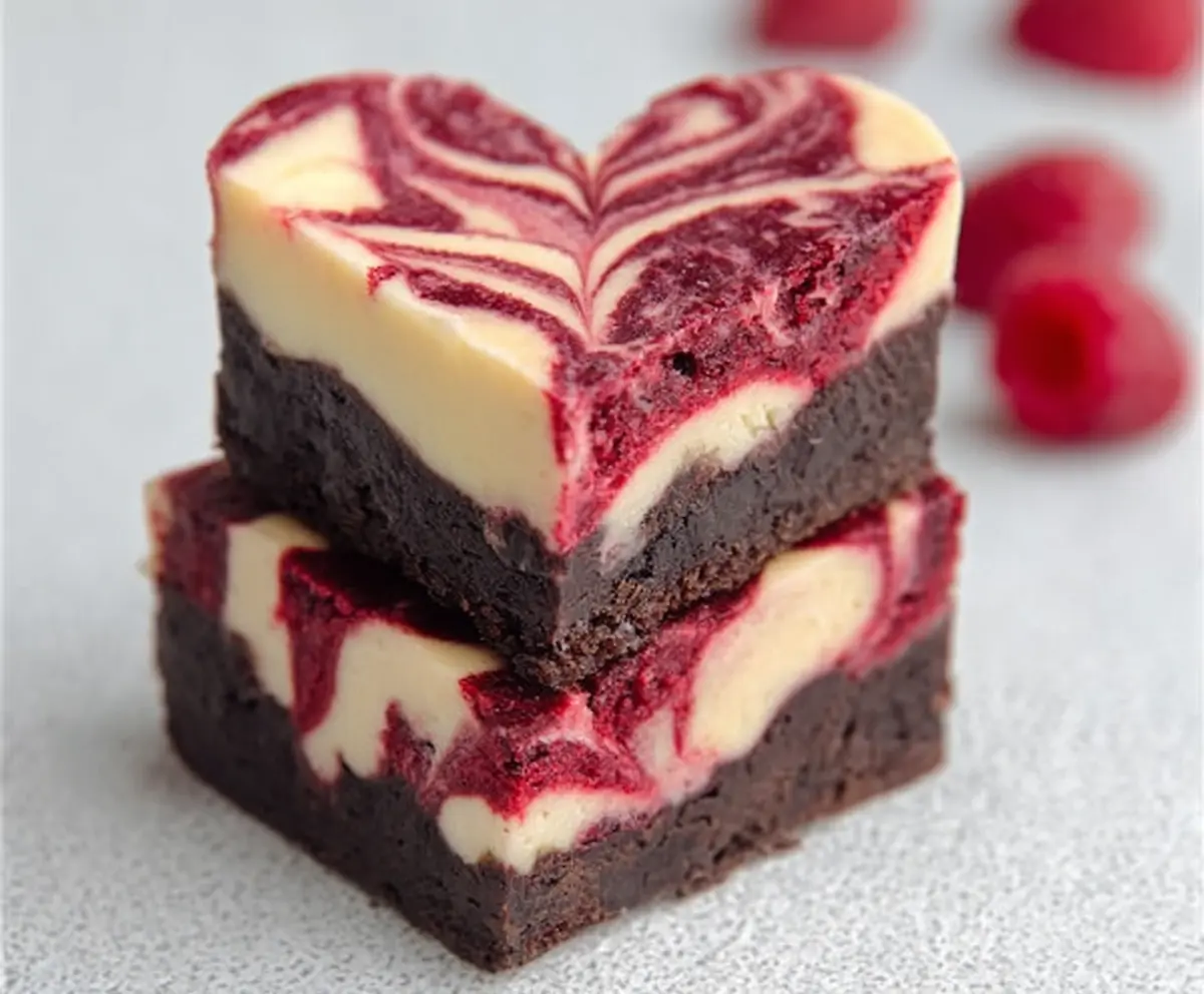 Heart-Shaped Raspberry Cheesecake Brownies