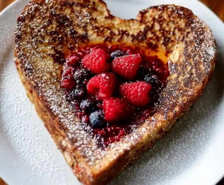 Heart-Shaped French Toast with Berry Compote