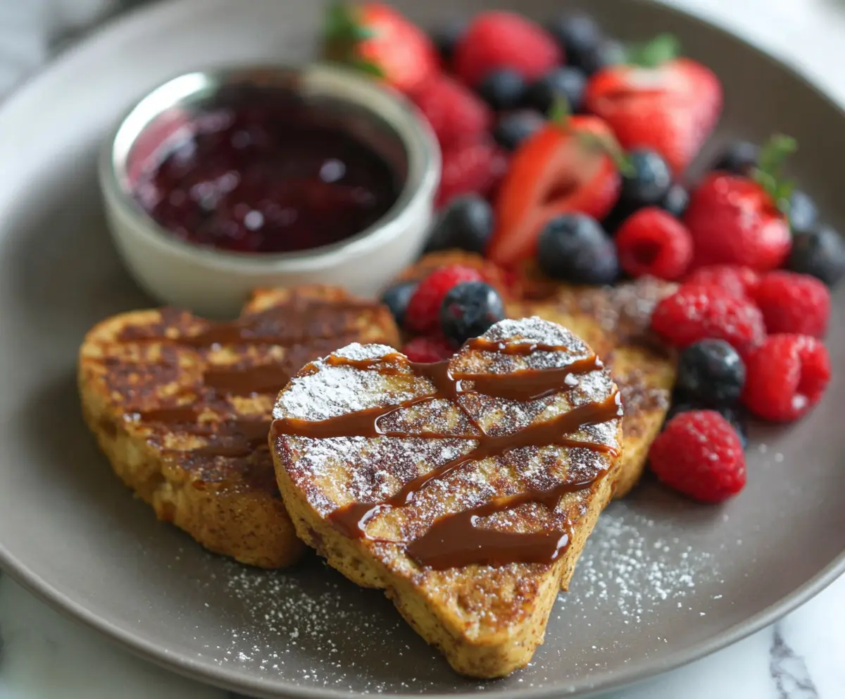 Heart-Shaped French Toast with Berry Compote