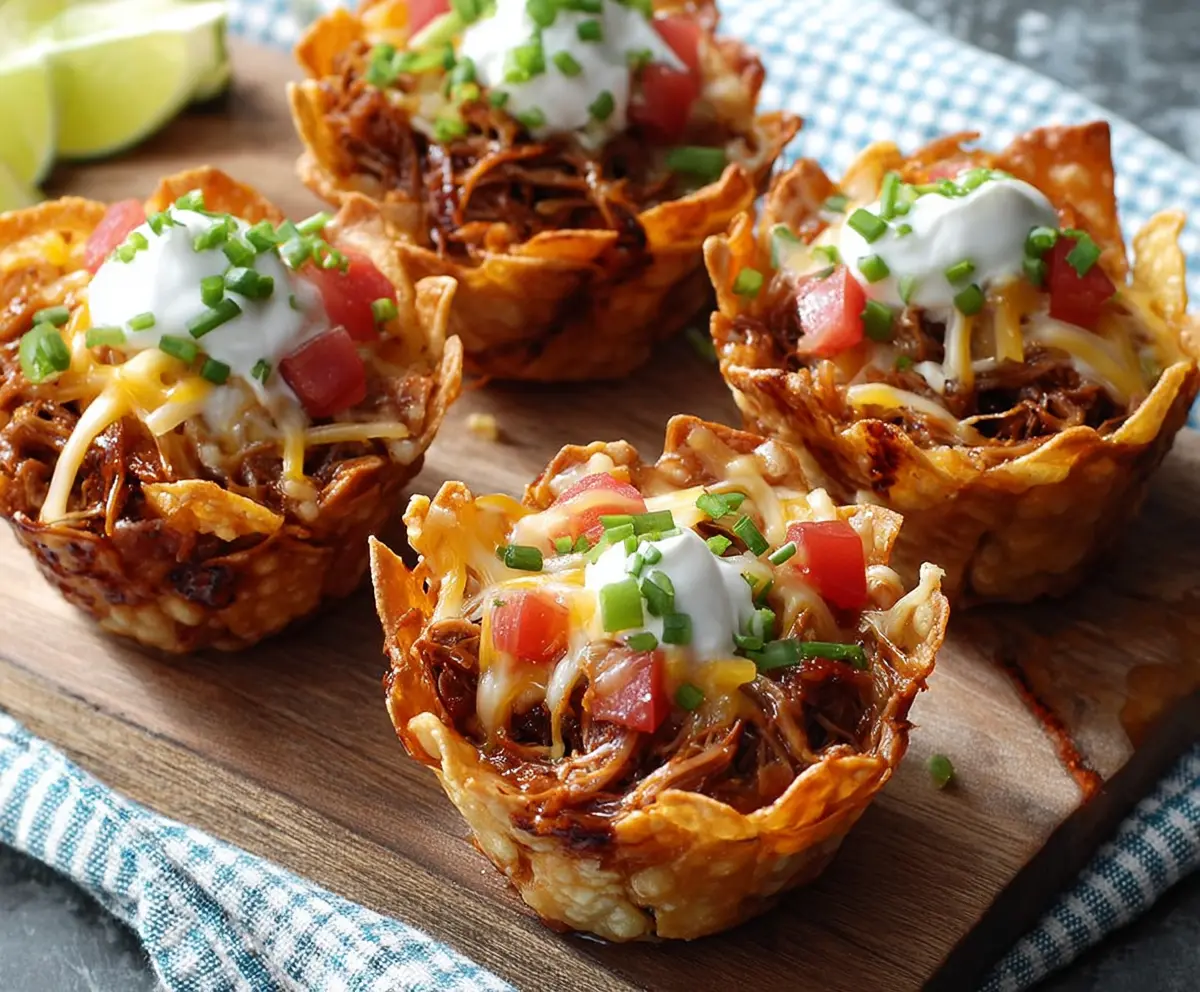 Easy Pulled Pork Nacho Cups