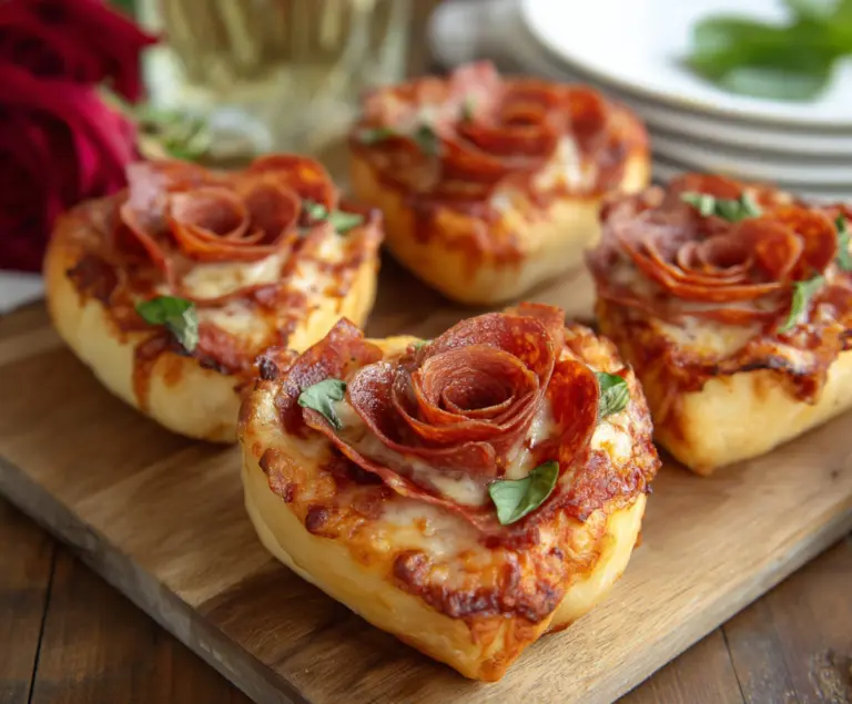 Romantic Heart-Shaped Pizza Roses