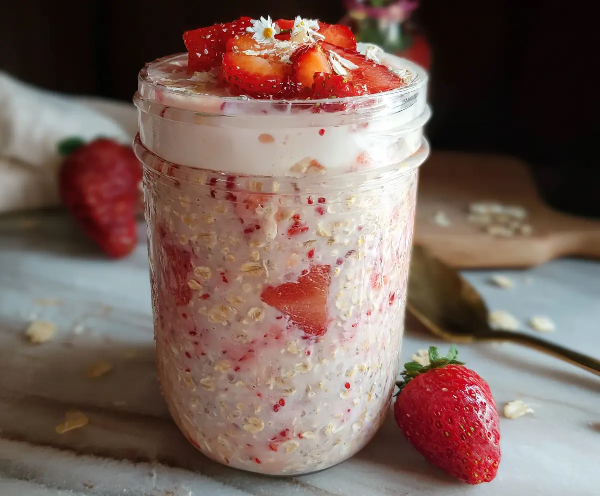 Easy Strawberries & Cream Overnight Oats