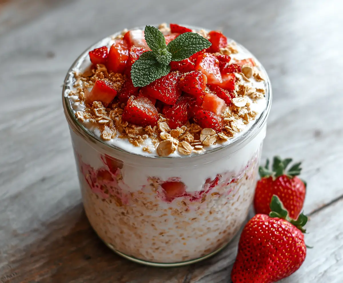 Strawberry Cheesecake Overnight Oats Recipe