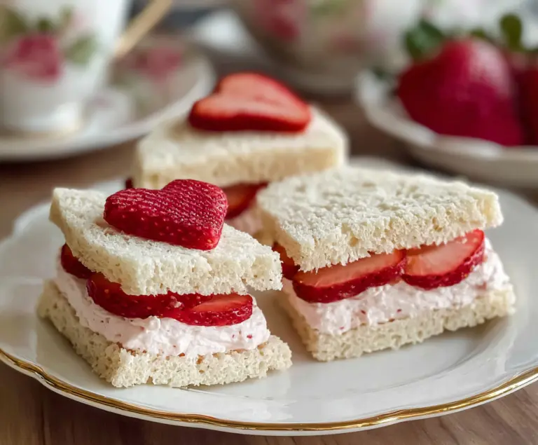 strawberry cream cheese tea sandwiches
