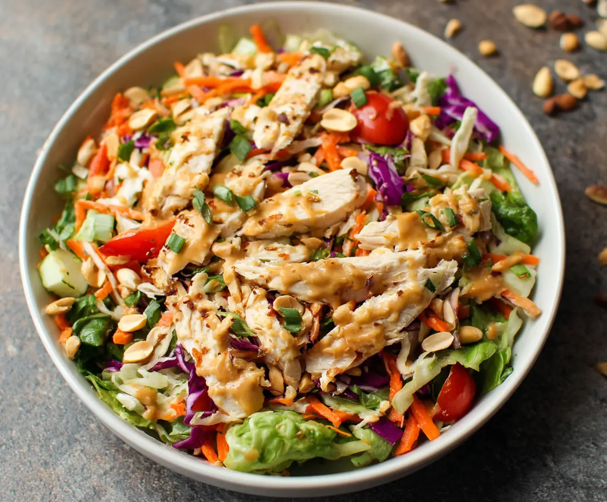 Easy Thai Chicken Salad with Peanut Dressing