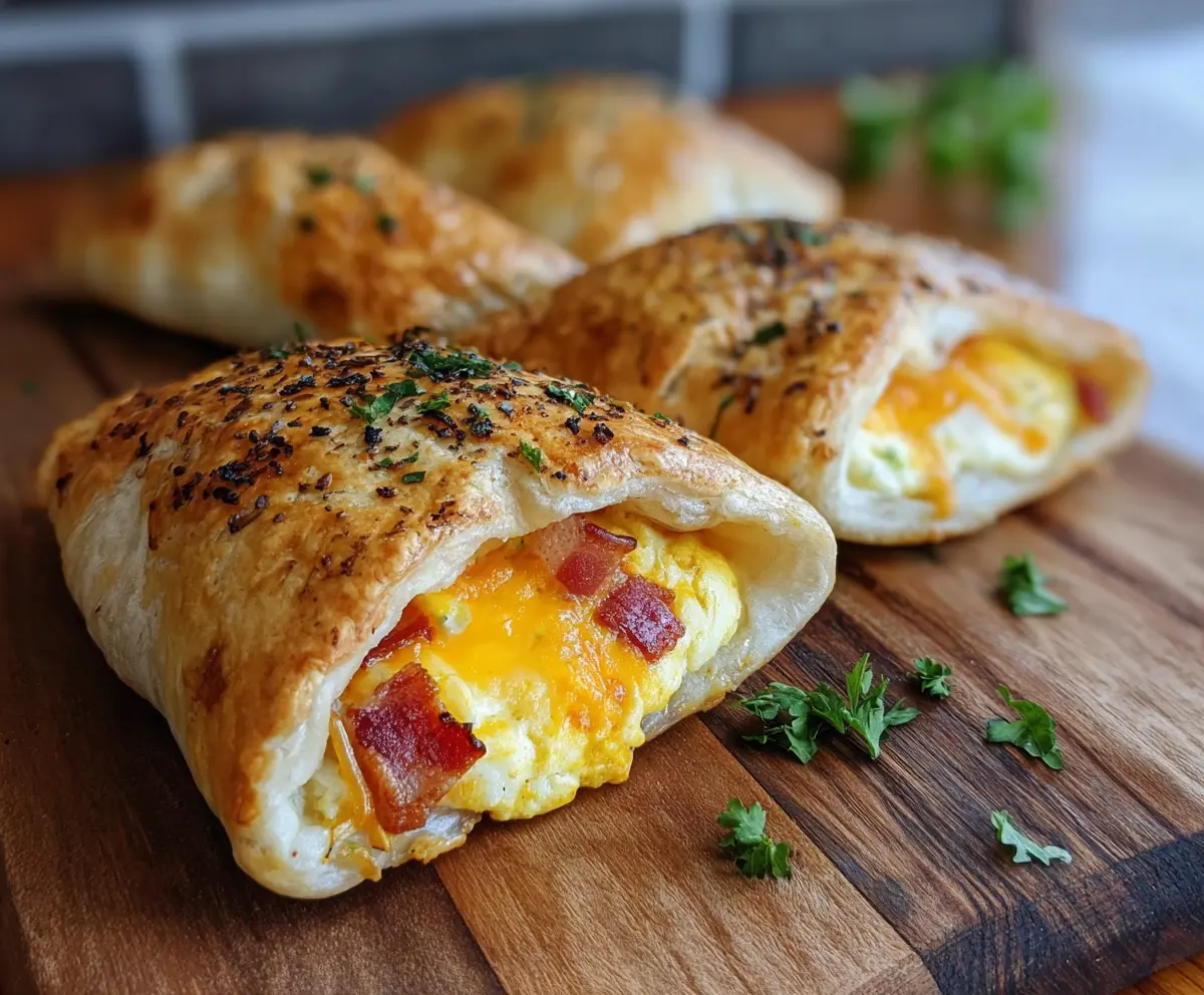 Delicious homemade breakfast pockets filled with cheese and vegetables using sourdough discard.