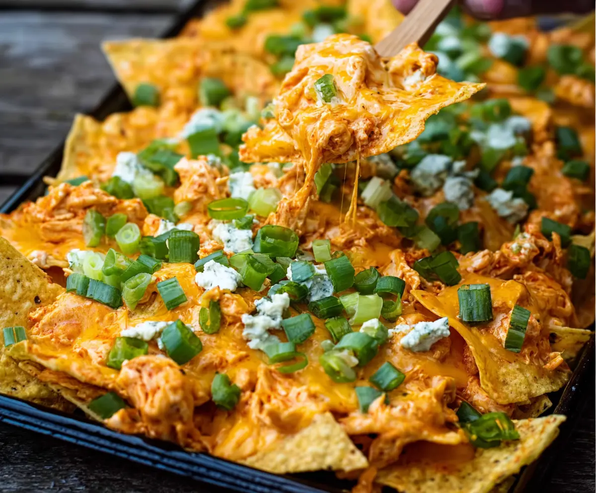 Loaded Buffalo Chicken Dip Nachos