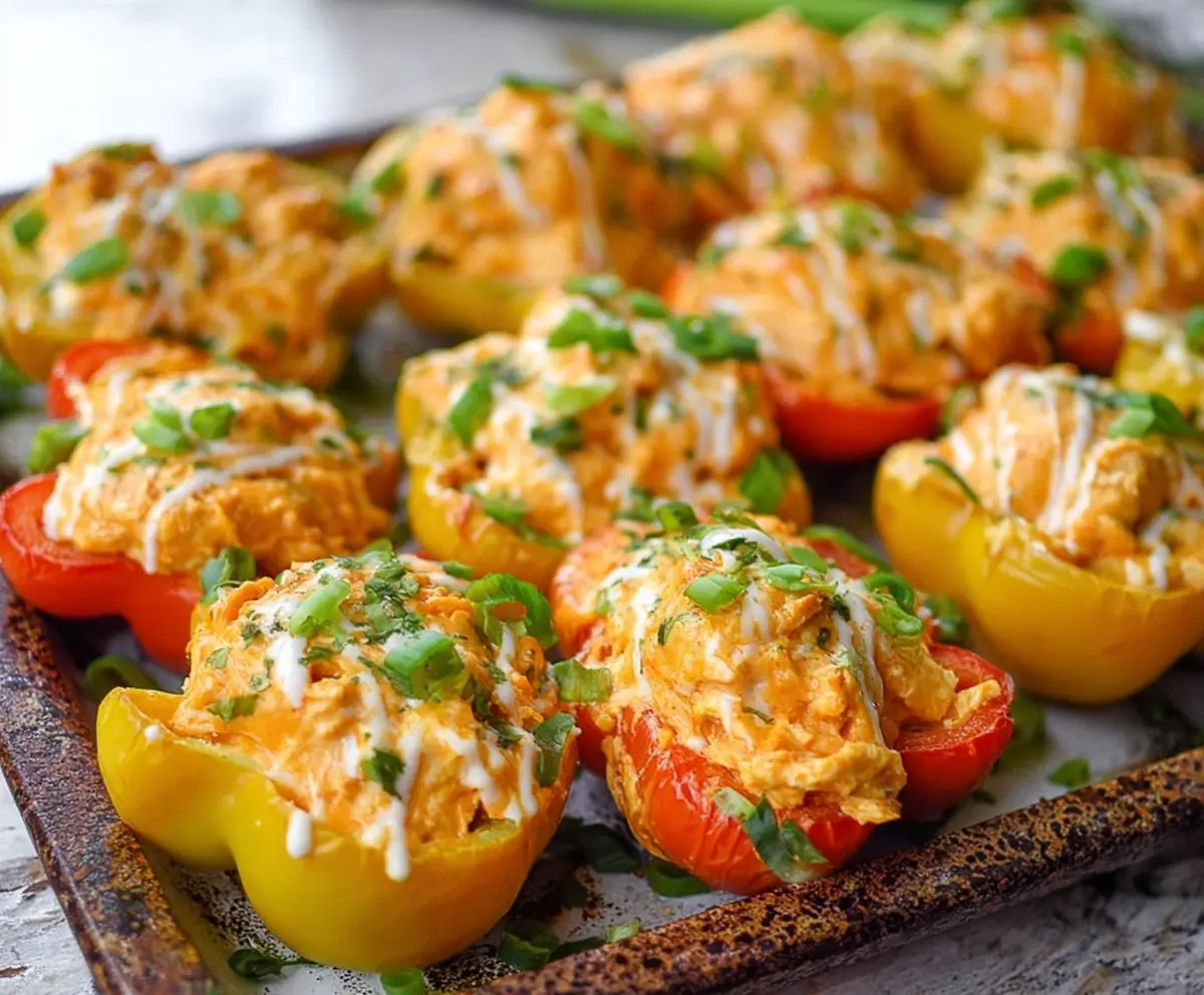 Easy Buffalo Chicken Dip Mini Peppers