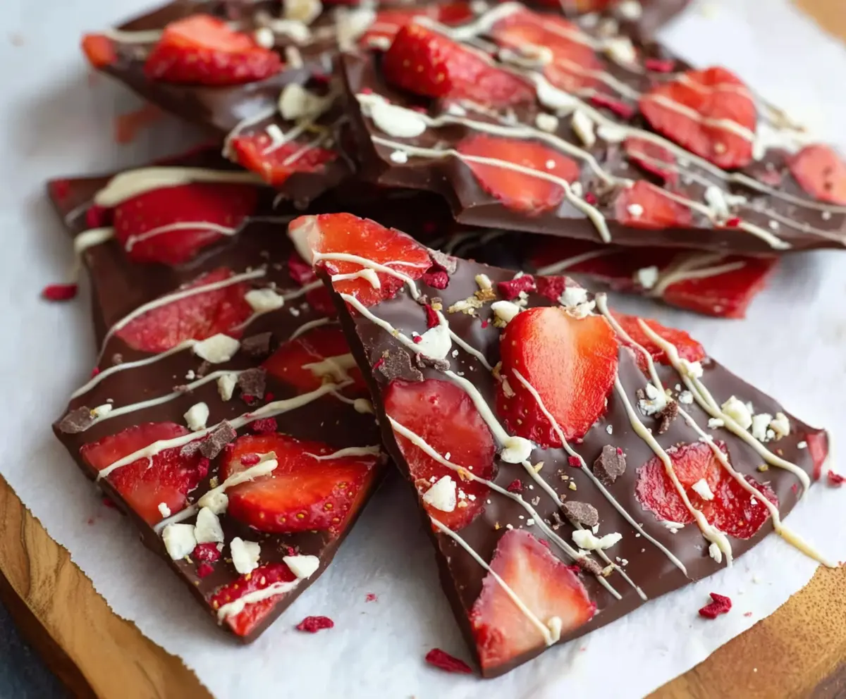 Easy Chocolate Covered Strawberry Bark