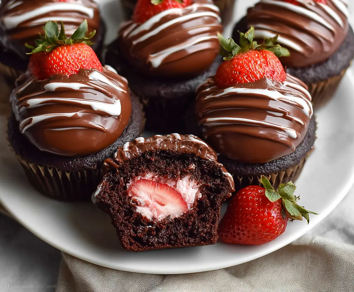Delicious Chocolate Strawberry Cupcakes