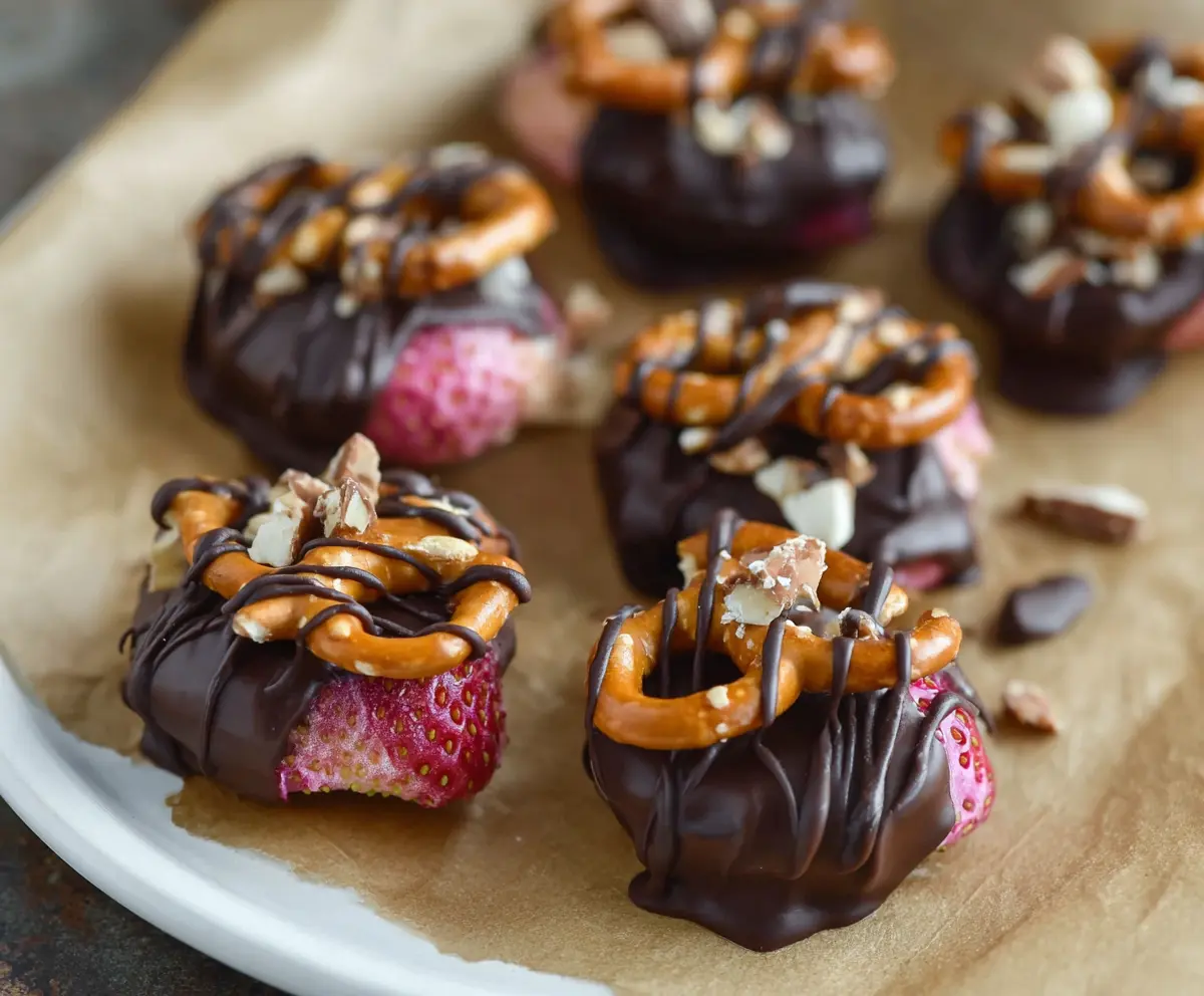 Easy Chocolate Strawberry Pretzel Bites