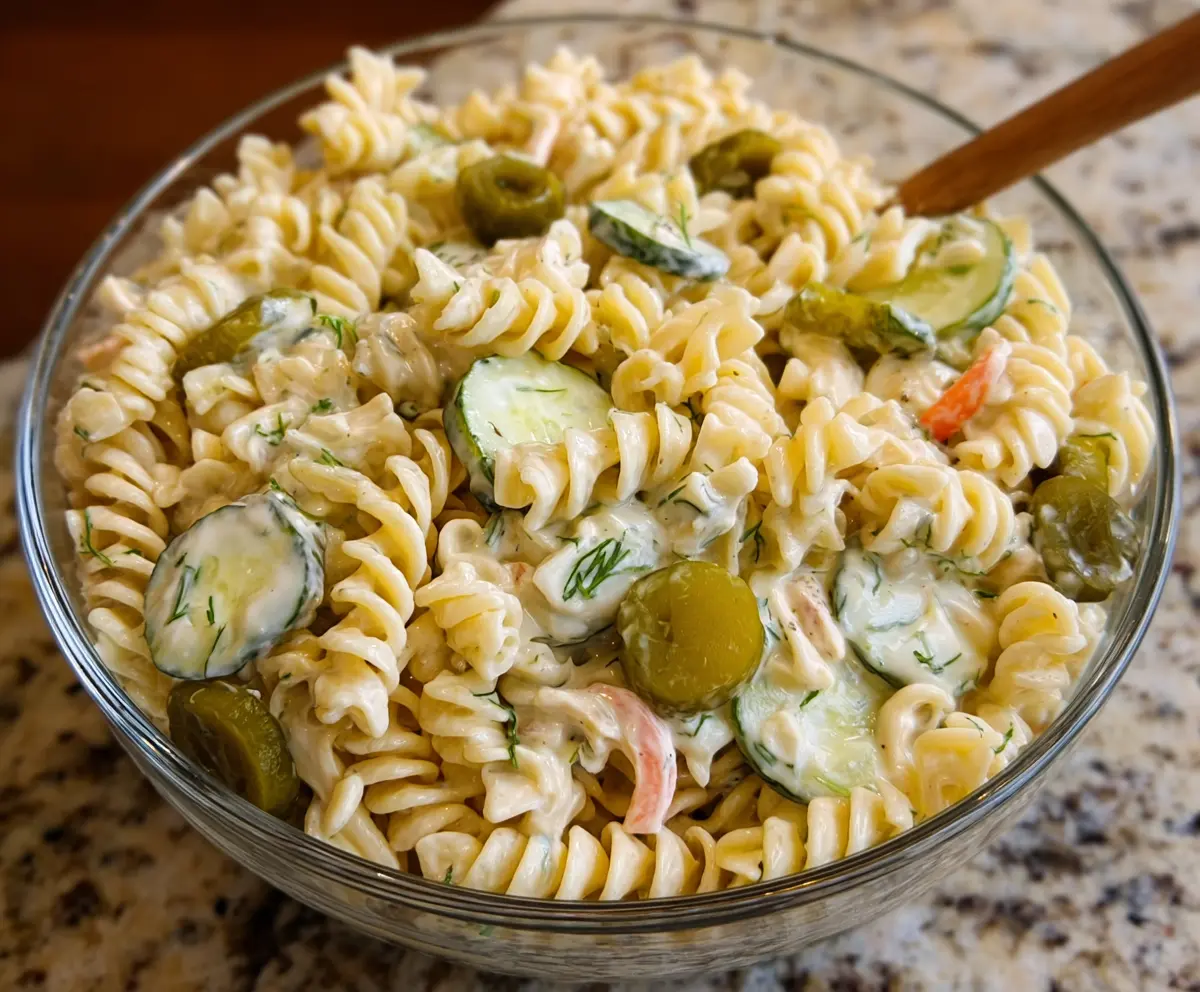 Creamy Dill Pickle Pasta Salad